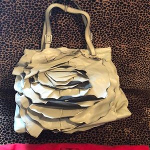 Incredible Valentino Gray Leather Flower Bag